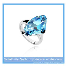 Anel de noivado do diamante do bule da jóia do lingote do ouro 18K do cristal austríaco personalizado da forma